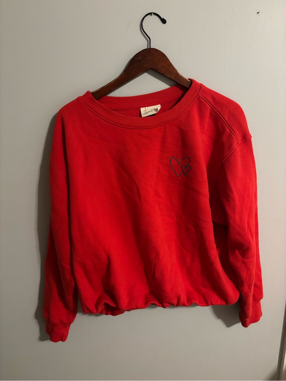 Universal Thread Red Crewneck Pullover with Small Heart Detail